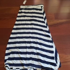 Navy blue stripes long skirt new